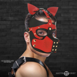 Dog Mask w. detachable Muzzle red-black