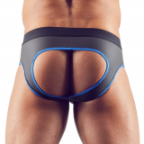 Jockslip Neopren Look schwarz-blau
