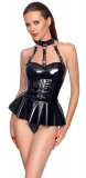 Vinyl Body Suit w. Collar & Mini Skirt