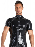 T-shirt en latex pour hommes avec fermeture éclair