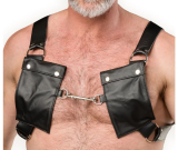 Leder Brustharness m. Taschen LUX