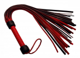 Fouet Flogger en cuir Heavy Duty noir-rouge