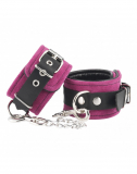 Leder Handgelenk-Fesseln Soft Velour pink