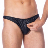 Leather Briefs w. elastic Waistband & Zipper