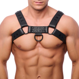 Leather Harness w. Snaps Bulldog black S-M