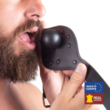 Bâillon en cuir avec embout en latex gonflable