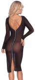 Netzkleid langarm m. Reissverschluss & Zierketten
