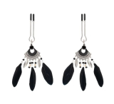 Nipple Tweezer Clamps w. Feathers black-silver