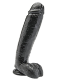 Penisdildo m. Hoden & Saugfuss Dong 10-Inch PVC schwarz
