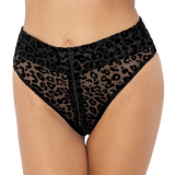 Panties transparent w. Leo-Flockprint & Zipper