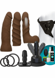 Strap-On Harness Anfängerset m. Vibration & Dual Density Dildos braun