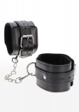 Taboom Ankle Cuffs w. Chain black PU-Leather