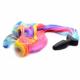 Analplug Silikon m. Pferdeschwanz multicolor Rainbow Tail