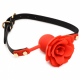 Mouth-Gag Silicone breathable w. PU-Leather Strap Rose Gag