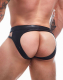 BL4CK by C4M Dungeon Jockstrap schwarz mit silberfarbenen Metallringen elastischer Jock von CUT4MEN günstig kaufen