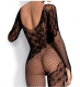Bodystocking Netz & Spitze m. langen Ärmeln erotischer Catsuit Grobnetz florale Spitze schrittoffen günstig kaufen