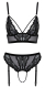 Bralette & slip à jarretelles ouvert Dentelle & résille