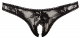 Damen G-String schrittoffen Spitze schwarz
