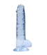 Godemiché avec ventouse Realistic Cock 7-Inch bleu avec scrotum 15cm x 3.5cm insérable TPE de REALROCK à bas prix