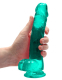 Dildo m. Saugfuss Realistic Cock 8-Inch türkis mit Hodensack 16cm x 4cm lebensechtes TPE von REALROCK kaufen