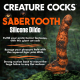Fantasie-Dildo m. Saugfuss Sabretooth Silikon orange-schwarz mit Katzenpfoten-Basis gross & üppig texturiert kaufen