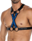 H4RNESS by C4M Harnais 4-Way bleu à porter de 4 façons différentes, réglable par boutons-pression Harnais en cuir synthétique à acheter à bas prix