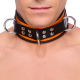 Collar w. D-Rings Leather orange-black by Buckle adjustable durable Cowhide BDSM Neck Restraint by THE RED buy cheap