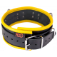 Halsband m. D-Ringen Leder schwarz-gelb mit Schnalle einstellbar hochwertiges Rindsleder BdSM Halsfessel kaufen
