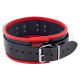 Collier avec anneaux en D en cuir noir-rouge avec boucle réglable en cuir de boeuf solide de THE RED à bas prix