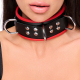 Collier avec anneaux en D en cuir noir-rouge avec boucle réglable en cuir de boeuf solide Collier de THE RED acheter