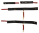 Hand-Oberschenkelfesseln m. Verbinder rot-gold-schwarz Kunstleder