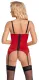 Hebe-Strapshemd busenfrei & String ouvert rot-schwarz