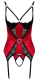 Hebe-Strapshemd busenfrei & String ouvert rot-schwarz