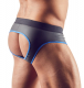 Jockslip Neopren Look schwarz-blau