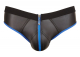 Jockslip Neopren Look schwarz-blau