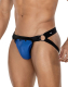 JOCKSTR4P by C4M Jock Snap radiant blue w. elastic Bands by Snaps removable Front PU-Leather by CUT4MEN buy