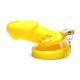 Acheter Cage de chasteté en silicone Bran 9x3cm jaune avec 5 cockrings différents Cadenas à usage unique de FUKR