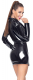 PVC Vinyl Mini Dress-Coat Black Level