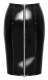 Vinyl Skirt knee-length w. Zipper stylish black glossy w. silver-colored 2-Way Front-Zipper by BLACK LEVEL buy cheap