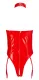 Lack Strapsbody busenfrei m. Halsband rot
