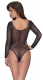 Bodysuit transparent long Sleeves Mesh w. Rhinestones