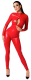 Langarm-Overall m. 3-Wege Reissverschluss Wetlook rot hochelastisch mit kleinem Stehkragen matt glänzend F353 kaufen