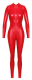 Langarm-Overall m. 3-Wege Reissverschluss Wetlook rot mit kleinem Stehkragen matt glänzend F353 von NOIR kaufen