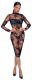 Langarmkleid transparent Feinnetz m. Blütenflockprint