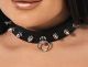 Leder Halsband m. Spitznieten & Ring
