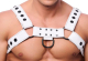 Lederharness m. Druckknöpfen Bulldog weiss S-M 4cm breite Rinds-Lederriemen mit D-Ringen günstig kaufen