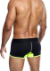 Male Basics short jaune fluo élastique & respirant noir avec sac bleu fluo & bas de jambe acheter