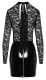 Mini Dress Vinyl & Lace w. Zipper long Sleeves transparent elastic Top Neckholder to tie & shiny black Skirt buy cheap