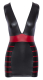 Minikleid m. V-Ausschnitt Mattlook schwarz-rot mit Streifen am Rockteil & Taille kurvenbetonend günstig kaufen