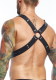 MOB Eroticwear Dngeon Harness Belts Cross aus Kunstleder einstellbar mit O-Ringen & Nieten X-förmig günstig kaufen